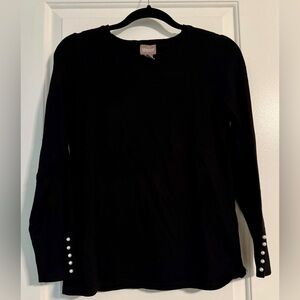 Chico’s Faux-pearl cuff pullover sweater